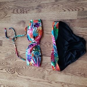 (M) Tropical Print Colorful Bikini Swimsuit Beach Resort Pool